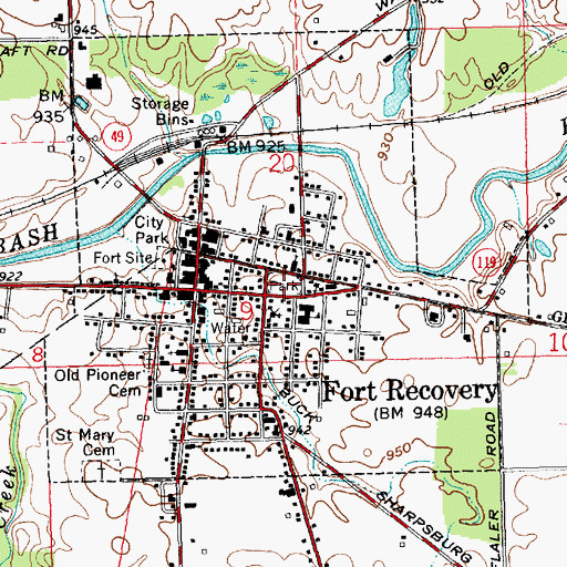 Topographic Map of Monument Park, OH