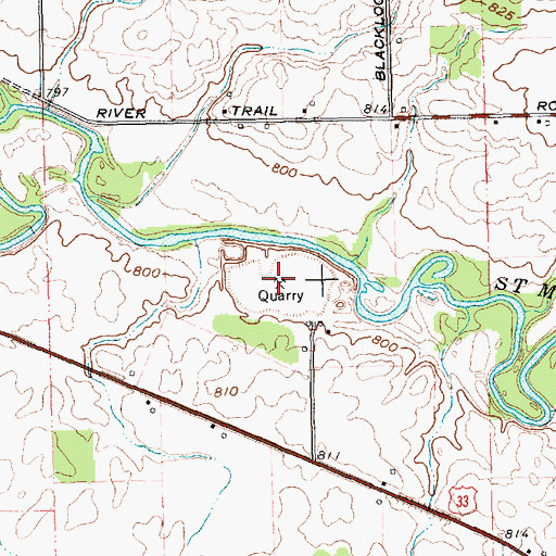 Topographic Map of Rockford Stone Quarry, OH