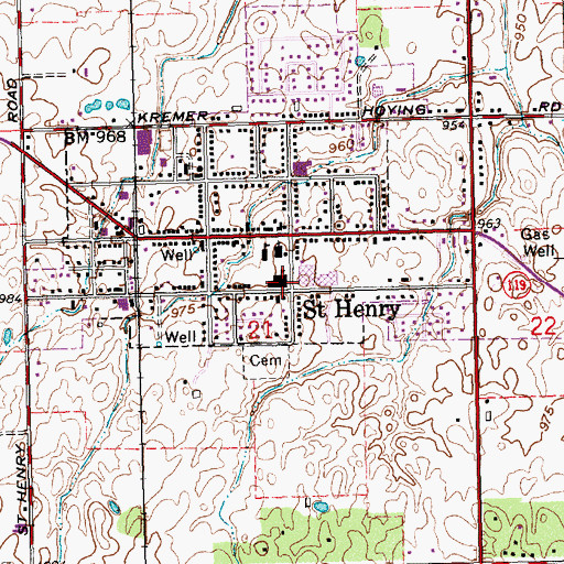 Topographic Map of Saint Henry Elementary School, OH