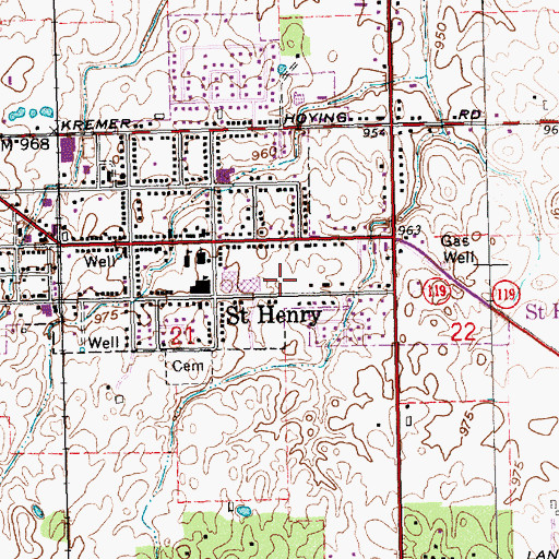 Topographic Map of Saint Henry High School, OH