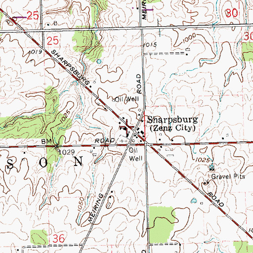 Topographic Map of Sharpsburg Elementary School, OH
