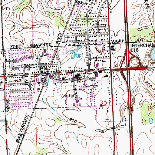 Topographic Map of Cridersville Elementary School, OH