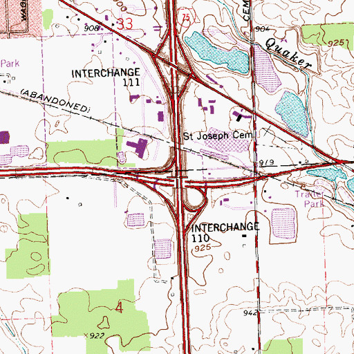 Topographic Map of Interchange 110, OH