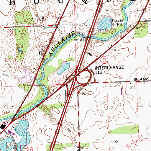 Topographic Map of Interchange 113, OH