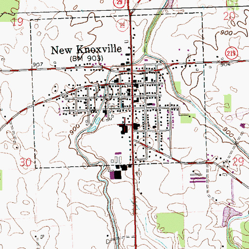 Topographic Map of New Knoxville High School, OH