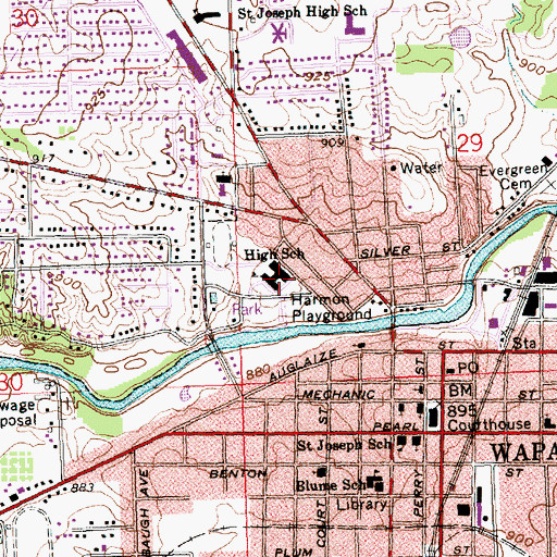 Topographic Map of Wapakoneta Middle School, OH