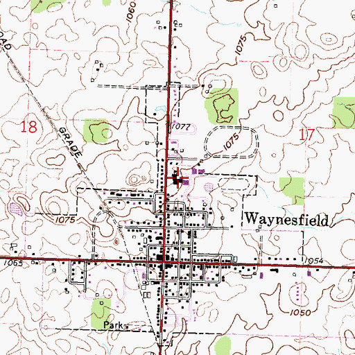 Topographic Map of Waynesfield High School, OH