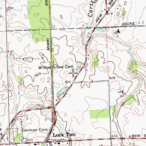 Topographic Map of Willow Grove Church (historical), OH