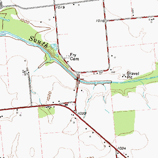 Topographic Map of Bickham Bridge, OH