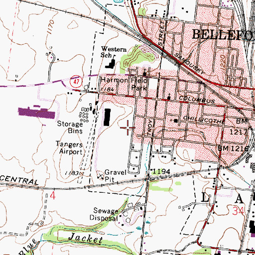 Topographic Map of Lewis Ratcliff Park, OH