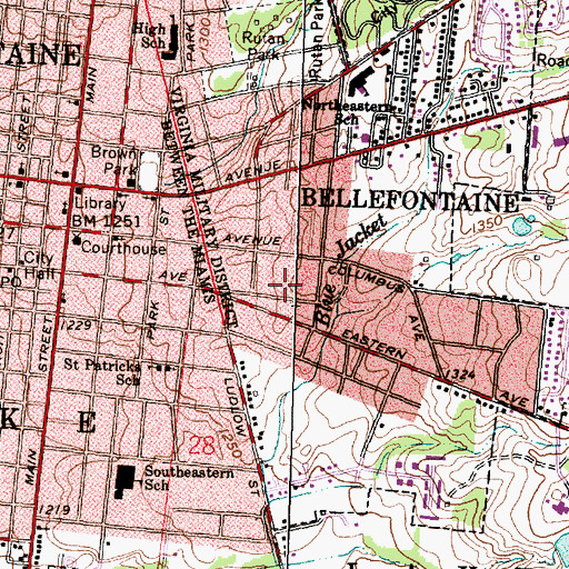 Topographic Map of Logan County Historical Society Museum, OH