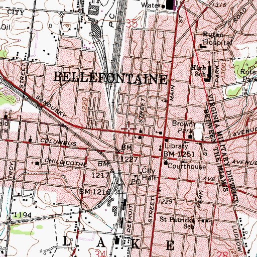 Topographic Map of Powell Park, OH