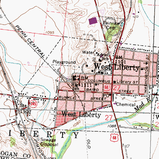 Topographic Map of West Liberty Elementary School, OH
