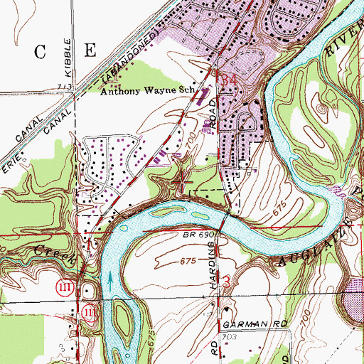 Topographic Map of Bronson Park, OH