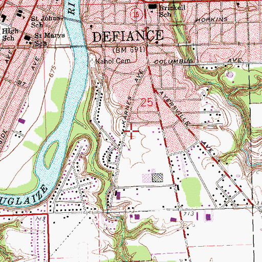 Topographic Map of Compo Park, OH