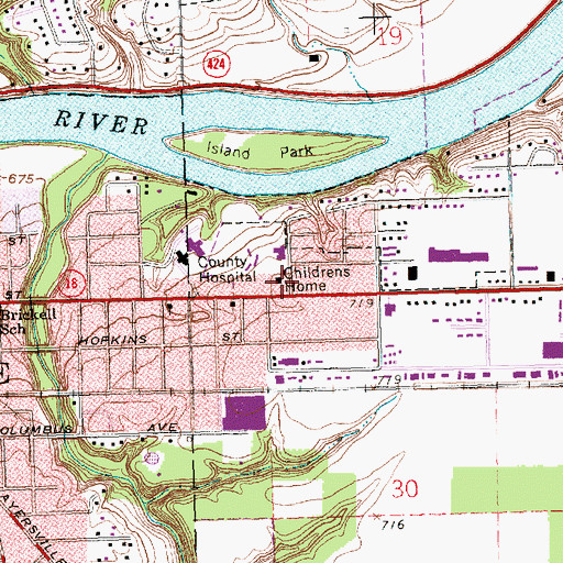 Topographic Map of Defiance County Childrens Home, OH