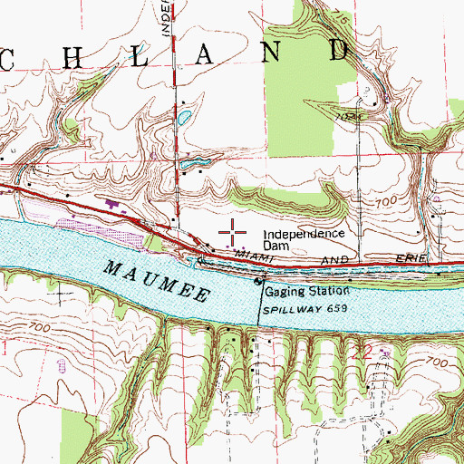 Topographic Map of Independence Dam State Park, OH