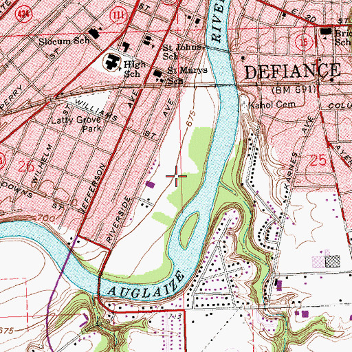Topographic Map of Riverside Park, OH