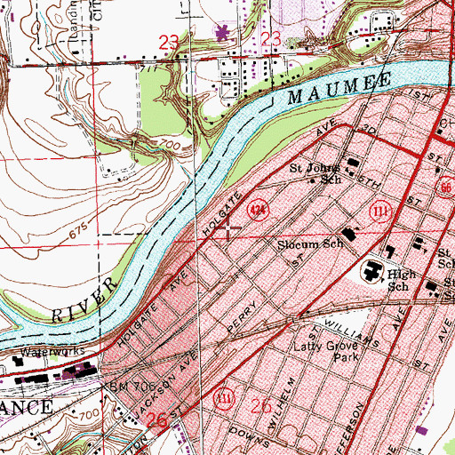 Topographic Map of Second Ward Park, OH