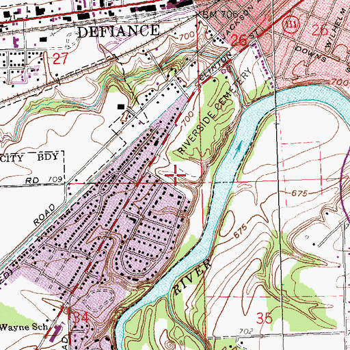 Topographic Map of Tecumseh Park, OH