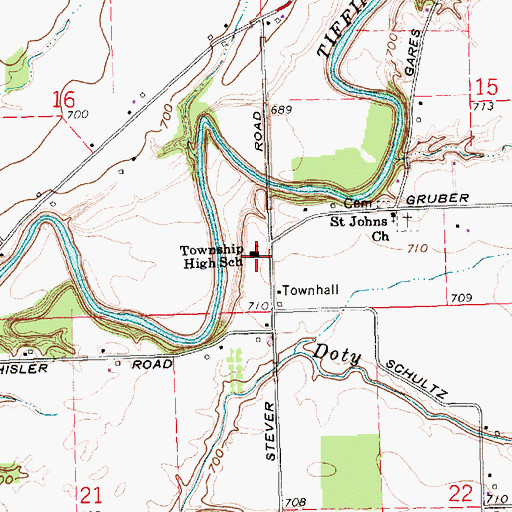 Topographic Map of Tiffin Elementary School, OH