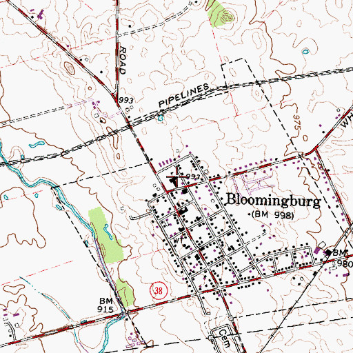 Topographic Map of Bloomingburg Junior High School, OH