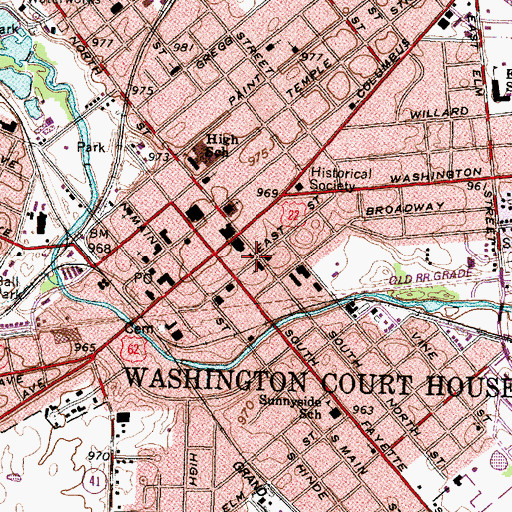 Topographic Map of Carnegie Public Library, OH