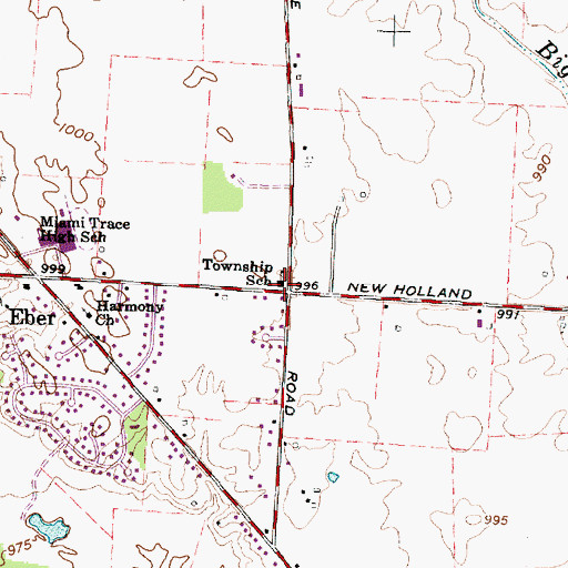 Topographic Map of Eber Elementary School, OH