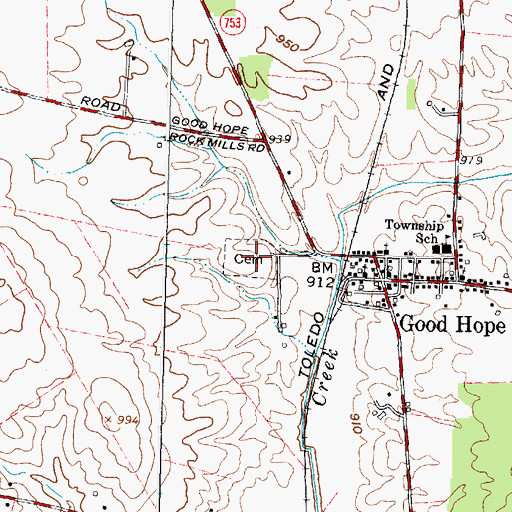 Topographic Map of Good Hope Cemetery, OH