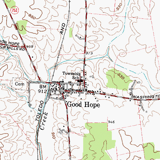 Topographic Map of Wayne Elementary School, OH