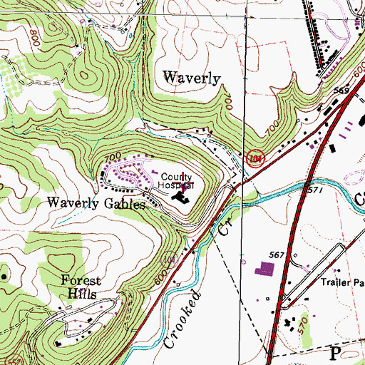 Topographic Map of Adena Pike Medical Center, OH