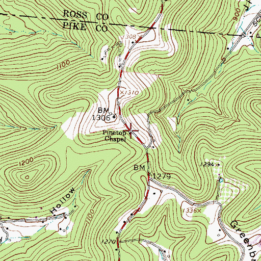 Topographic Map of Pine Top School (historical), OH