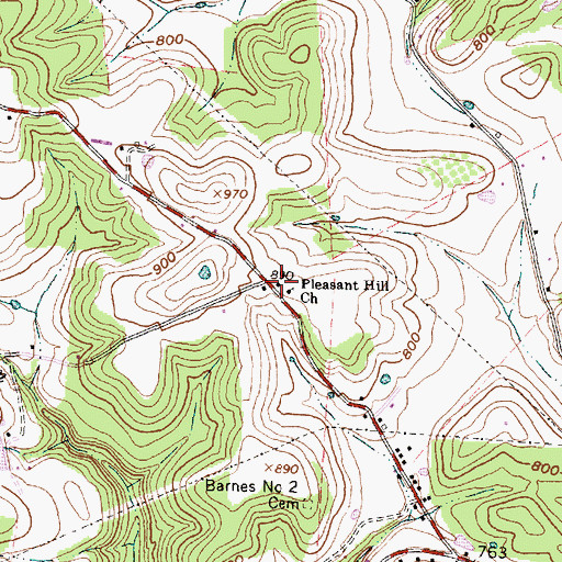Topographic Map of Pleasant View School (historical), OH