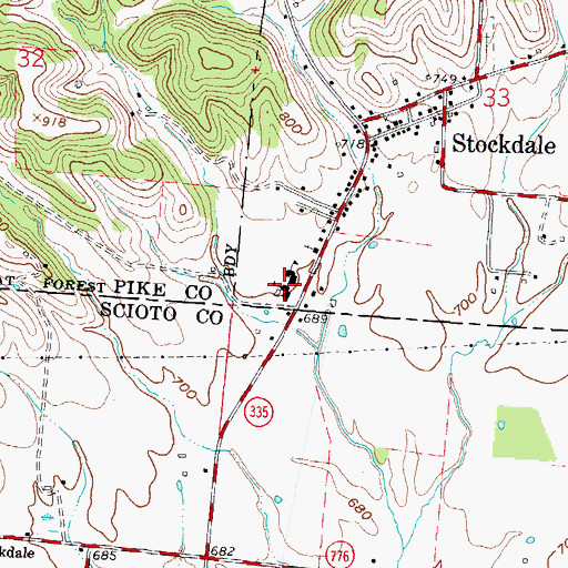 Topographic Map of Stockdale Elementary School, OH