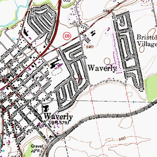 Topographic Map of Waverly Estates, OH