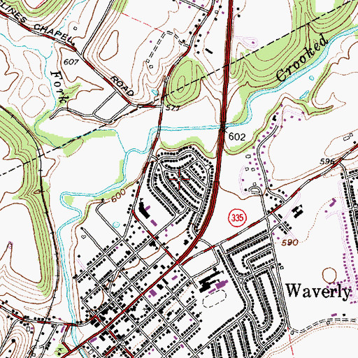 Topographic Map of Waverly Heights, OH