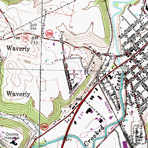 Topographic Map of Waverly Place, OH