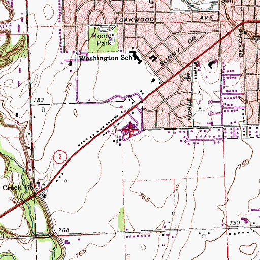 Topographic Map of Bryan Middle School, OH