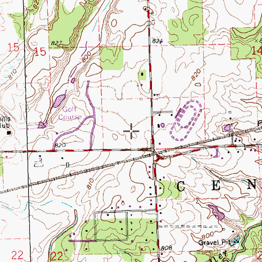 Topographic Map of Durham Estates, OH