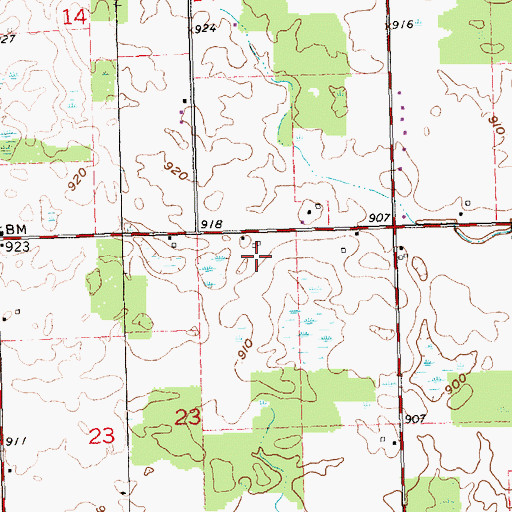 Topographic Map of Grimms Subdivision, OH