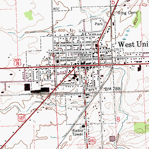 Topographic Map of Hilltop High School, OH