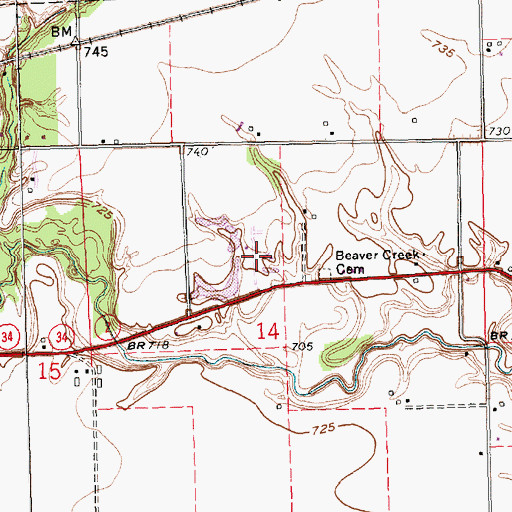 Topographic Map of Lakeland Woods Estates, OH