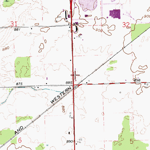 Topographic Map of Manleys Subdivision, OH