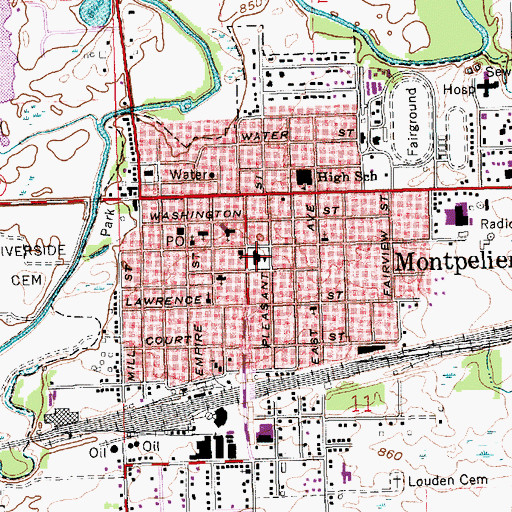 Topographic Map of Montpelier Elementary School, OH