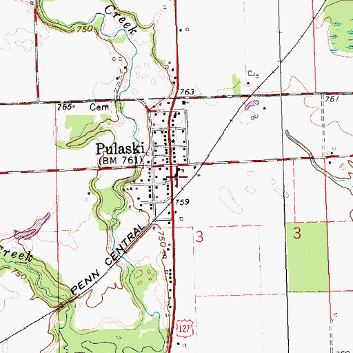 Topographic Map of Pulaski-Jefferson Elementary School, OH