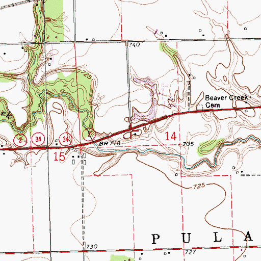 Topographic Map of Shaffers Acres, OH