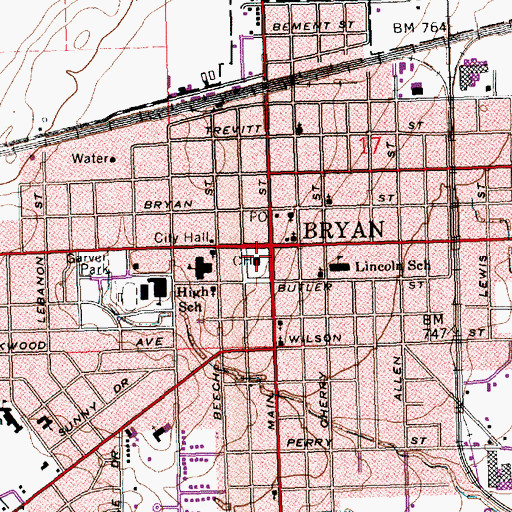 Topographic Map of Williams County Courthouse, OH