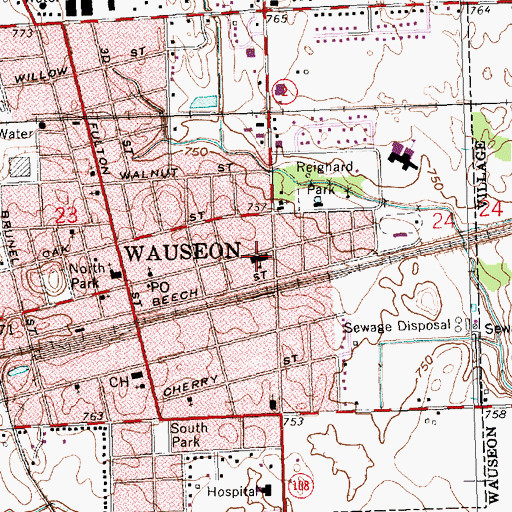 Topographic Map of Elm Street Elementary School (historical), OH