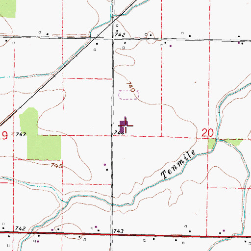 Topographic Map of Evergreen High School, OH