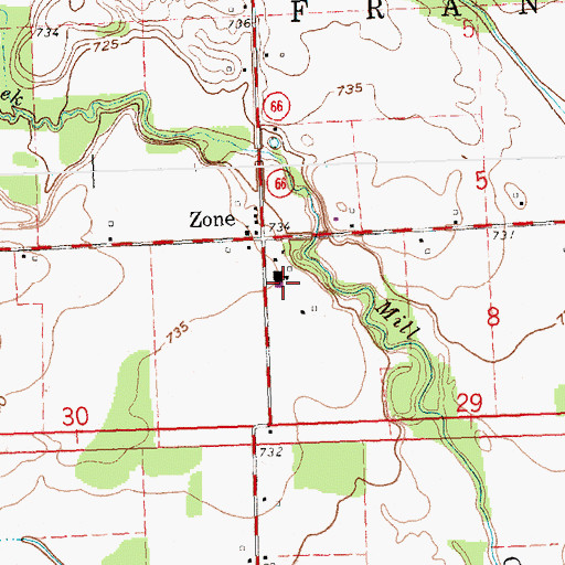 Topographic Map of Franklin Elementary School, OH